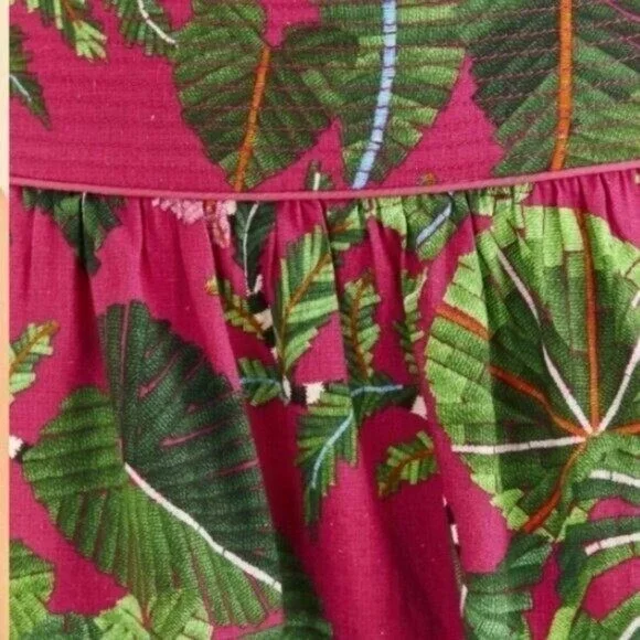 Farm Rio Pink Leaves Mini Dress - Size XL - Picture 6 of 6